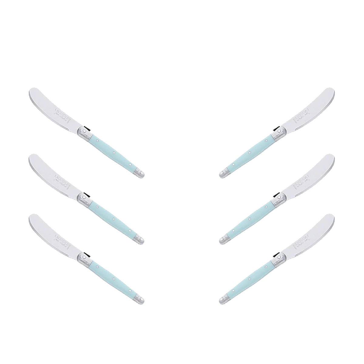 (D) Cheese Knives Butter Spreader Stainless Steel Knife Set Laguiole (6, Turquoise)