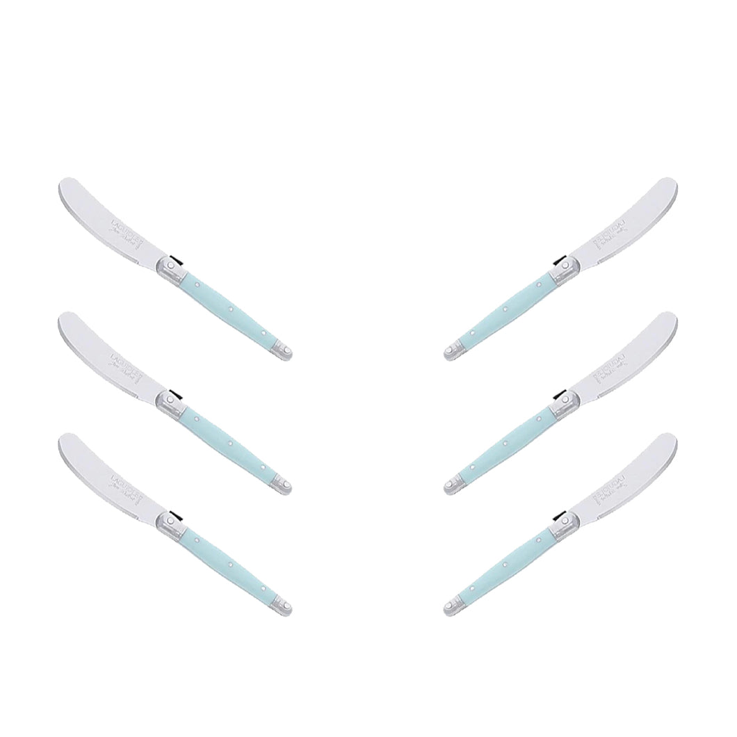 (D) Cheese Knives Butter Spreader Stainless Steel Knife Set Laguiole (6, Turquoise)