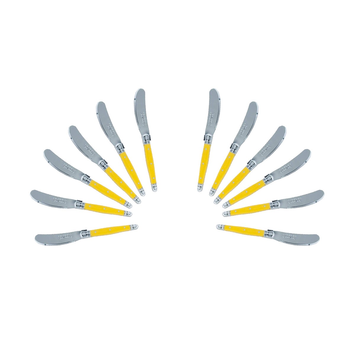 (D) Cheese Knives Butter Spreader Stainless Steel Knife Set Laguiole (12, Yellow)