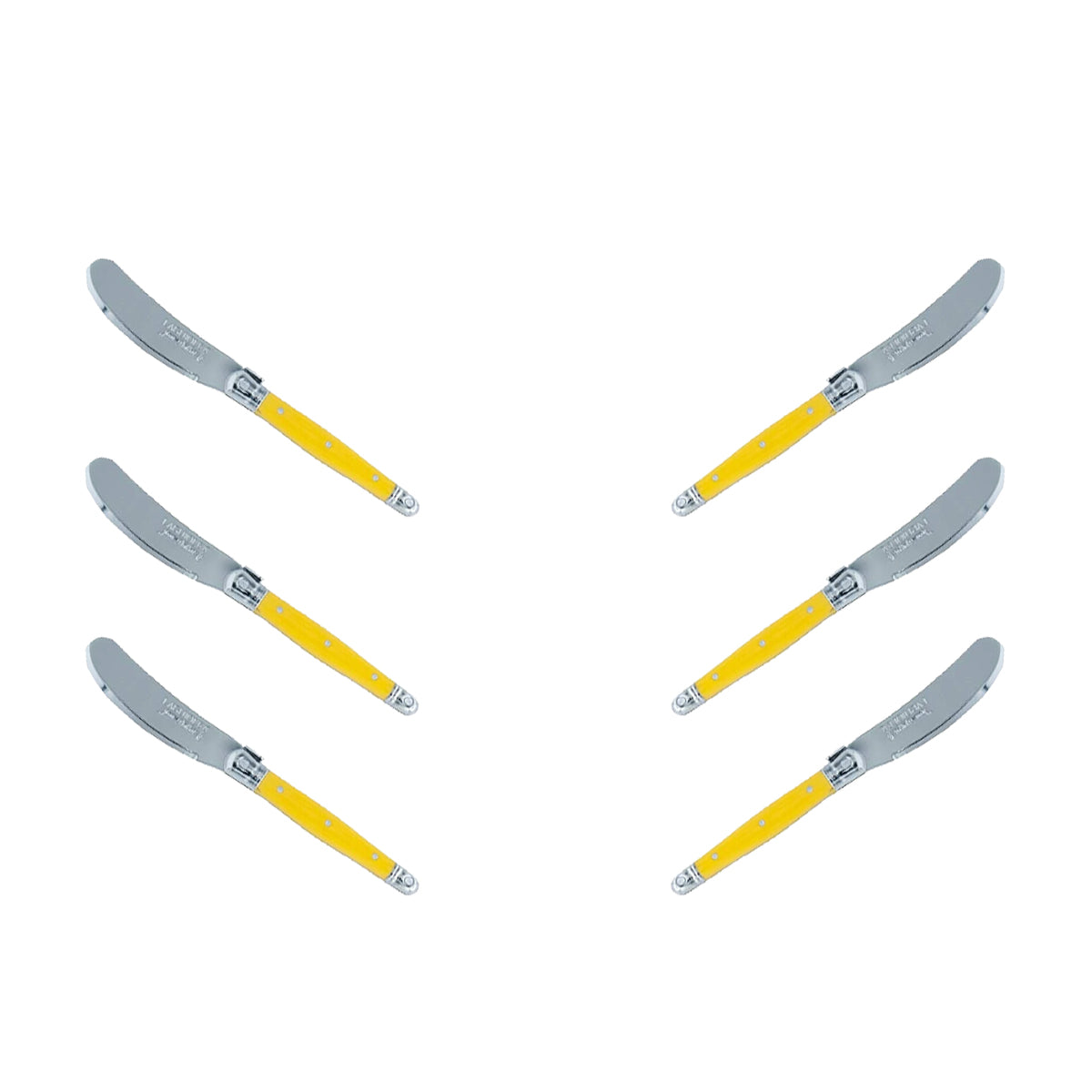 (D) Cheese Knives Butter Spreader Stainless Steel Knife Set Laguiole (6, Yellow)