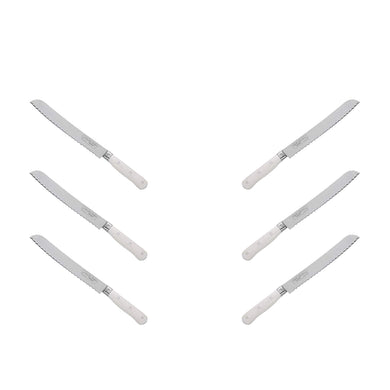 (D) Bread Knife Laguiole French Hand Made Pradel, Vintage (6 PC White)