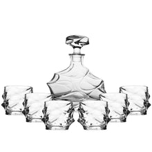(D) Judaica Crystal Decanter Wavy Design Set with 6 Cups 25.36 Oz
