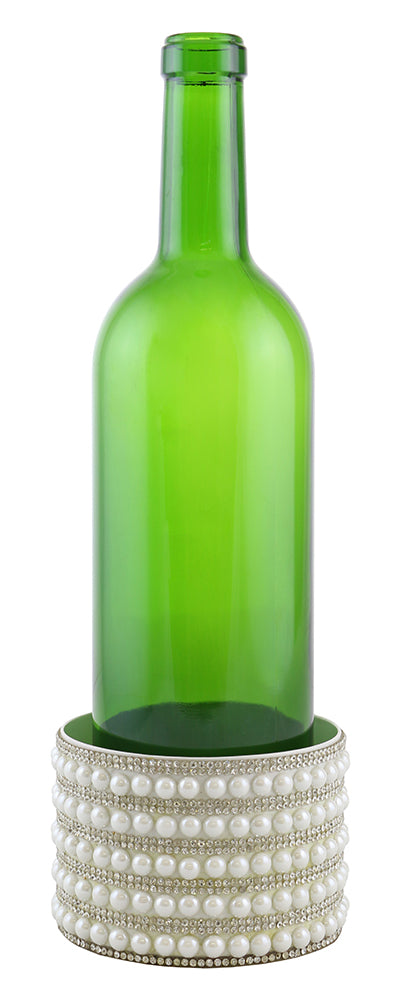 (D) Decorated Wine Coaster, Pearl Strips, Wine Bottle Holder