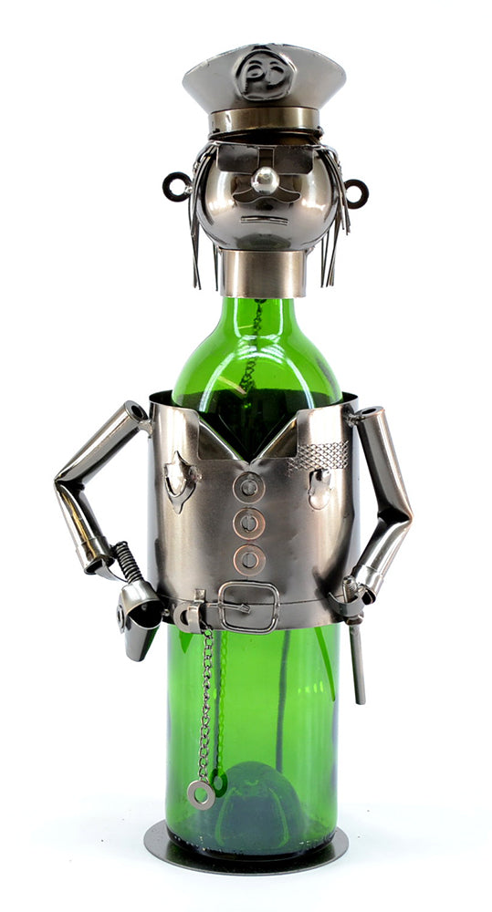 (D) Wine Bottle Holder, Policeman, Bar Counter Decoration, Gift for a Policeman