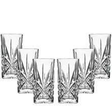 (D) Judaica Crystal Water, Juice Tumblers Set of 6 11 Oz Clear Modern Glassware