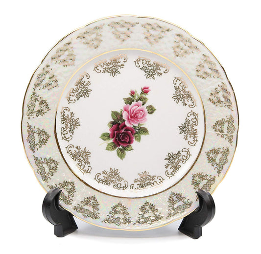 Royalty Porcelain 3-pc "Vintage Floral Rose" Dinner Place Setting for 1, Gold