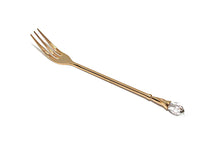 Royal 6pc 24K Gold Demi Forks Dessert Flatware Set with White Swarovski Stone