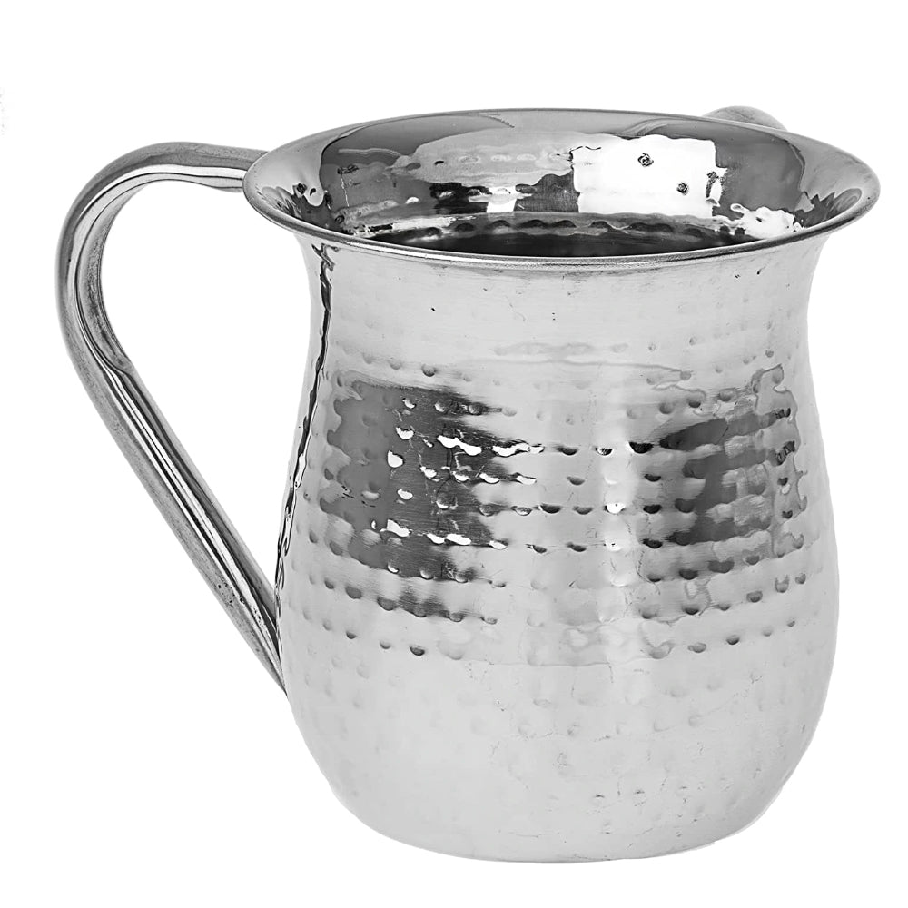 (D) Judaica Wash Cup Stainless Steel Dots Negel Vasser Cup Silver
