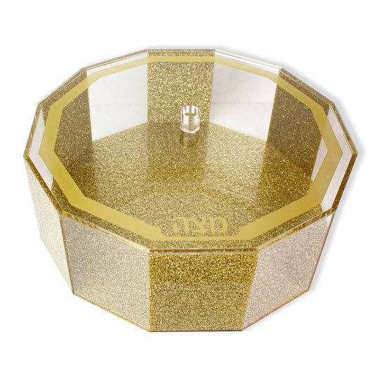 (D) Judaica Acrylic Matzah Box With Lid Hexagon Holder Lucite