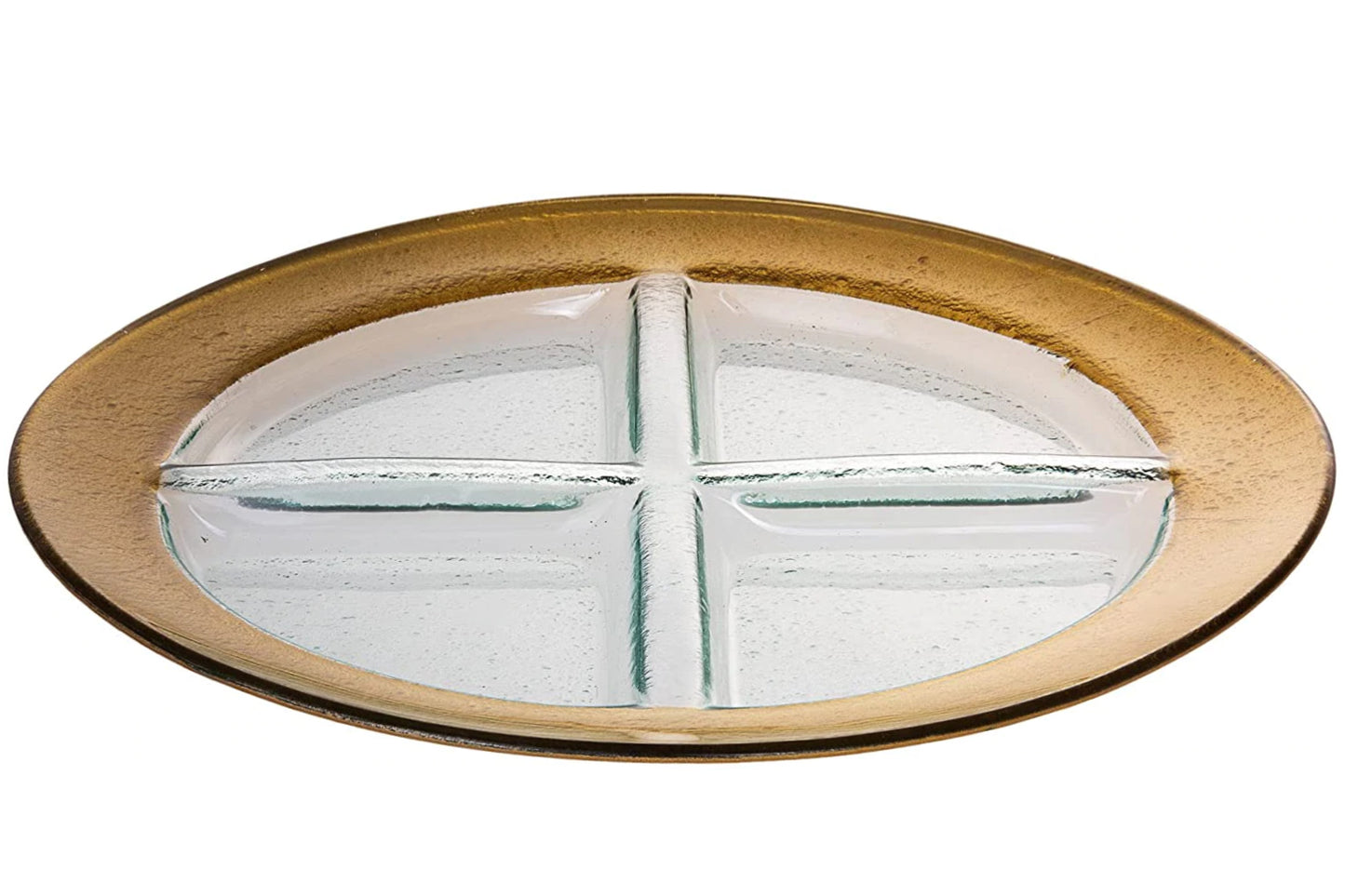 (D) Judaica Round Tray with 4 Sectionals 13.5'' for Fruits (Gold)