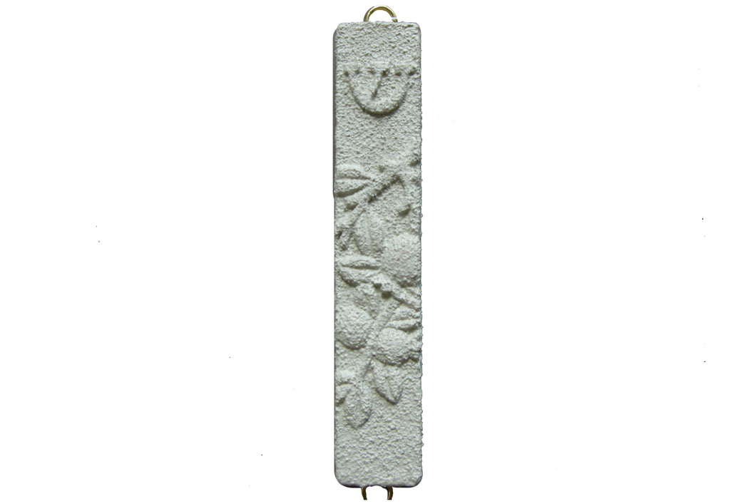 (D) Judaica Mezuzah Case 4 3/8 H Natural Materials (Sage Brush Pomegranates)