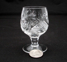 Set of 6  Vintage Cut Crystal Shot Glasses on Short Stem, Tequila/Vodka 1.5 oz