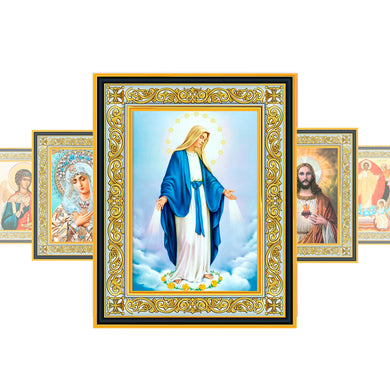 (D) Premium Gold Foil Wooden Framed Icon with Stand and Hanging Hook - 8 1/16
