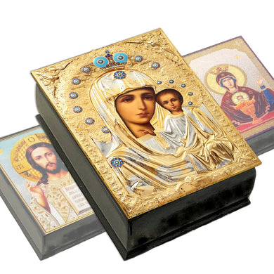 (D) Exquisite Wooden Keepsake Jewelry Prayer Bead Rosary Box - Elegant 3 3/4