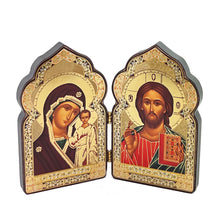 (D) Handcrafted Miniature Church Dome Diptych - 4 Inch Wooden Sculpture with Cross Design for Travel or Home Display (4 Styles)