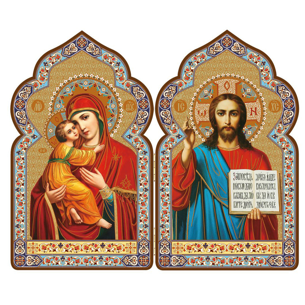 (D) Handcrafted Church Dome Diptych: Wooden 7 1/2 Inch Travel & Home Display Cross - Exquisite Craftsmanship for Sacred Spaces (4 Styles)