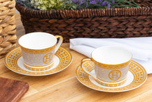 Royalty Porcelain Tea Set - Luxurious 12 Piece Service for 6 - Ornate Mosaic and 24K Gold Leaf Accents - 6 oz Cups and Saucers - Tea Party Set for Black Tea, Cappuccino or Decor