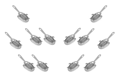 Bar Strainer, Stainless Steel Silver 6" x 4-5/8" x 7/8" Barware Set of 1, 2, 6, 12