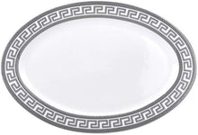 Vintage Platinum 57-pc Dinnerware Set for 8 'Greek Key' Silver,  Fine Porcelain