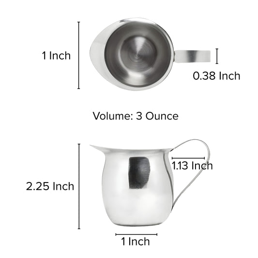 Stainless Steel Silver Bell Creamer Cream Pitcher for Milk and Other Liquids - Barware Set of 1 piece and 12 piece - 3 Sizes to Choose From