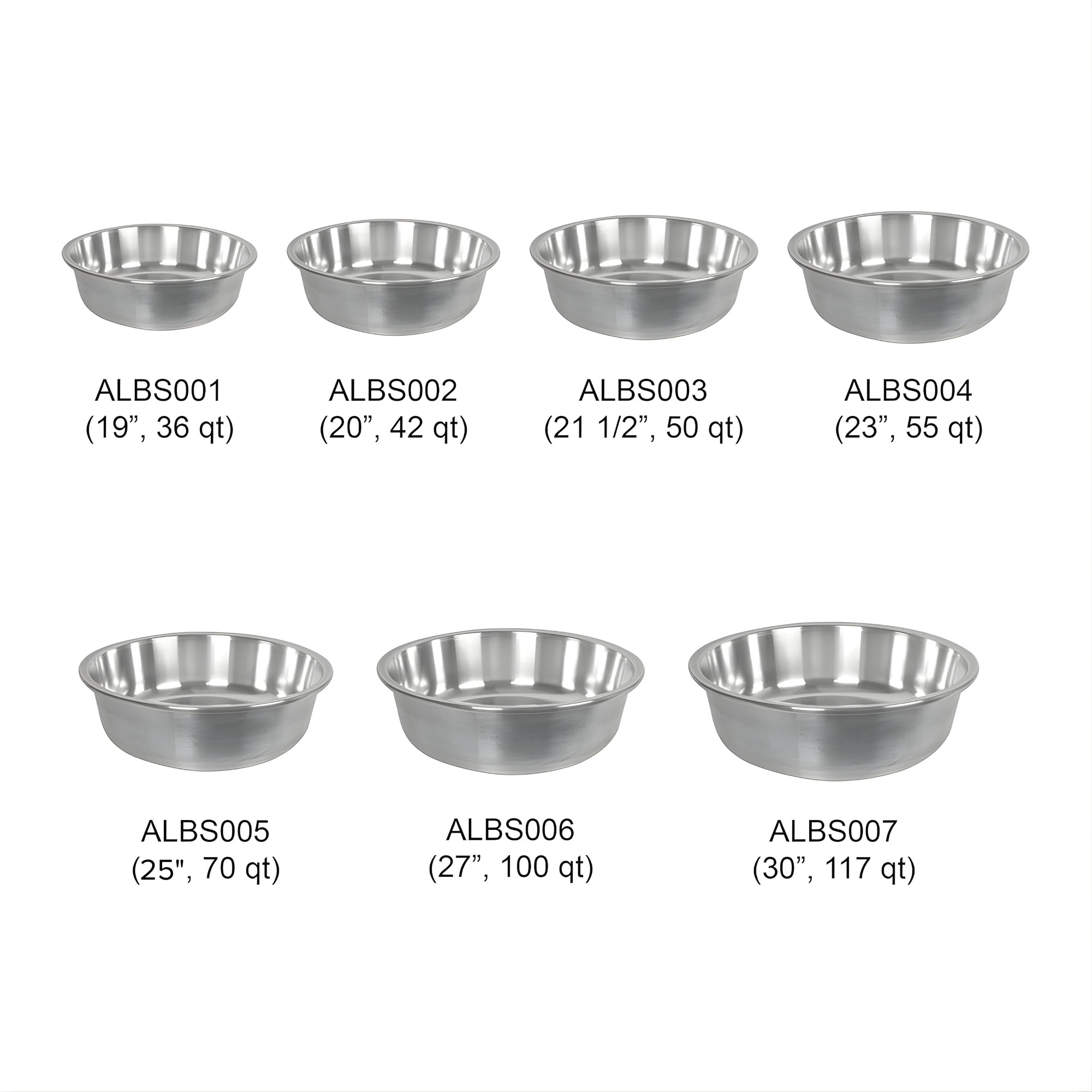 Aluminum Basin from 19 Inches to 30 Inches Diameter