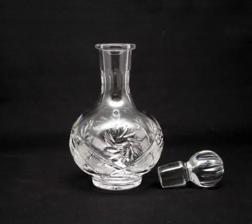 Russian Cut Crystal 12 Oz Carafe/decanter & 6 Crystal Shot Glasses 1.7 oz