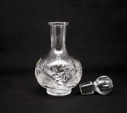 Russian Cut Crystal 12 Oz Carafe/decanter & 6 Crystal Shot Glasses 1.7 oz