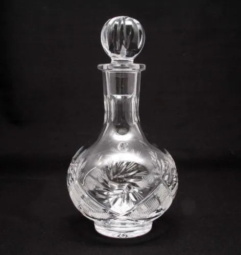 Russian Cut Crystal 12 Oz Carafe/decanter & 6 Crystal Shot Glasses 1.7 oz