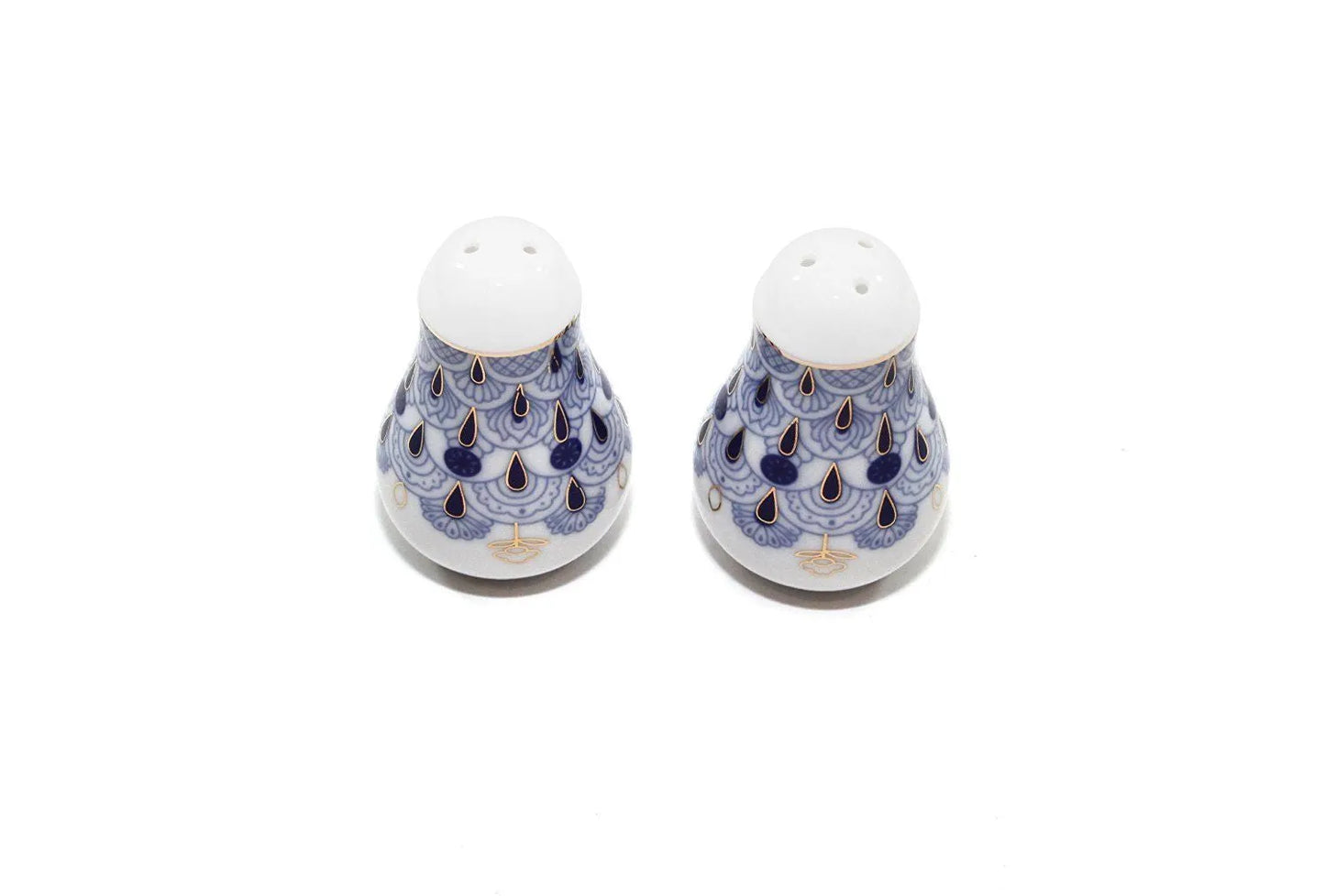 Lomonosov Ornament Porcelain Salt and Pepper Shakers 2-pc Set, Cobalt Blue Net