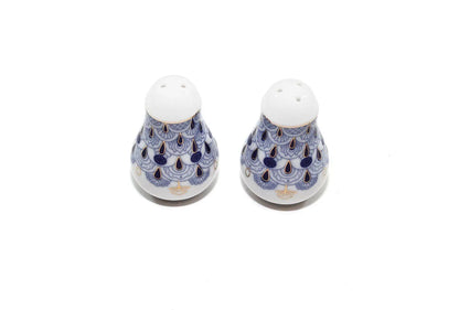 Lomonosov Ornament Porcelain Salt and Pepper Shakers 2-pc Set, Cobalt Blue Net