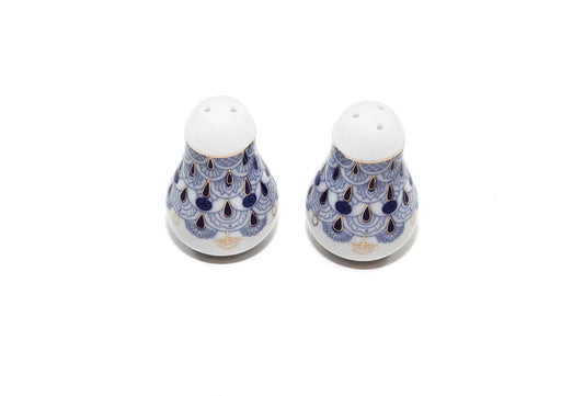 Lomonosov Ornament Porcelain Salt and Pepper Shakers 2-pc Set, Cobalt Blue Net