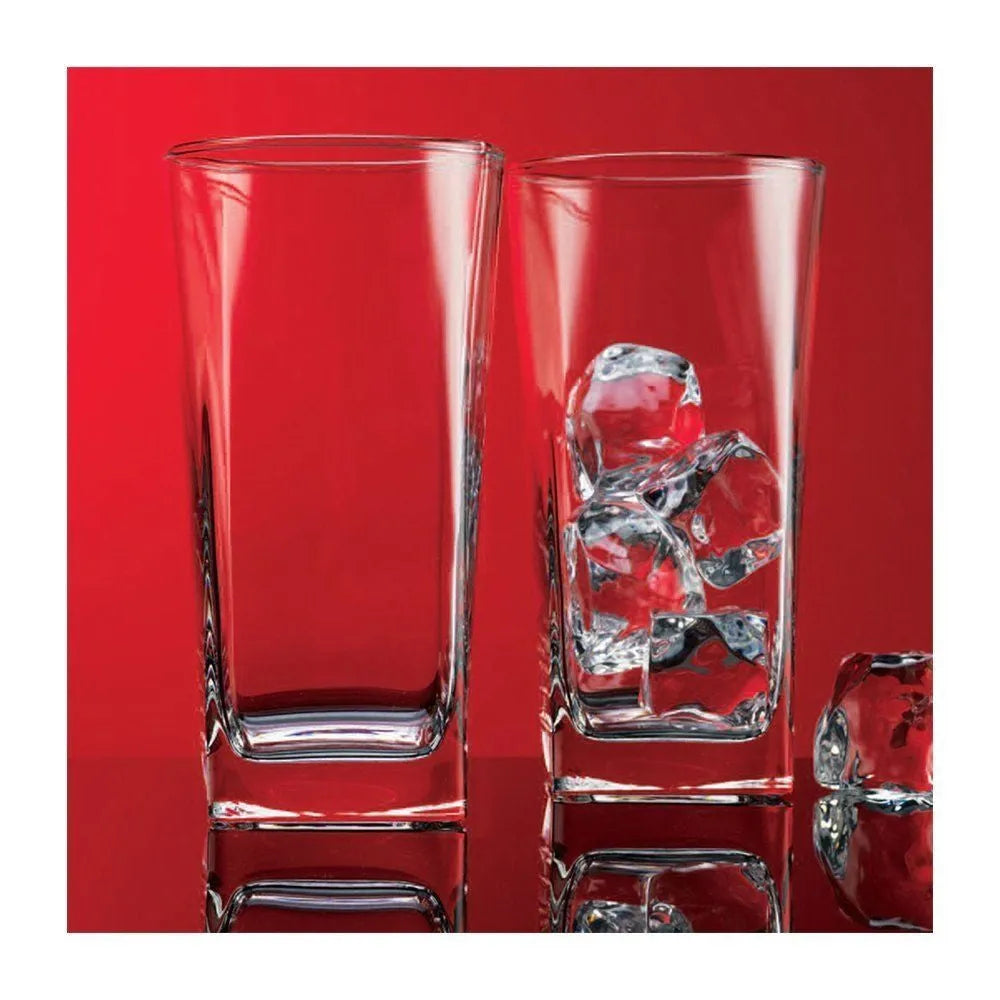 Clear Series 16 oz Square Highball Beverage Drinking Glasses (Set of 8)