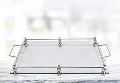 (D) Handcrafted Classic Glass Rectangle Serving Tray 18.5