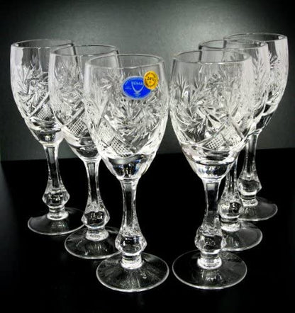 Set of 6 Vintage Cut Crystal Liquor Glasses 2 oz