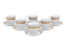 GIFTS PLAZA Porcelain Tea Cup and Saucer Set - 12 Piece Vintage Design - 6.5 oz Cups, 5.5 inch Saucers - Vintage Tea Set For Adults, Elegant Party Tea Cup Set