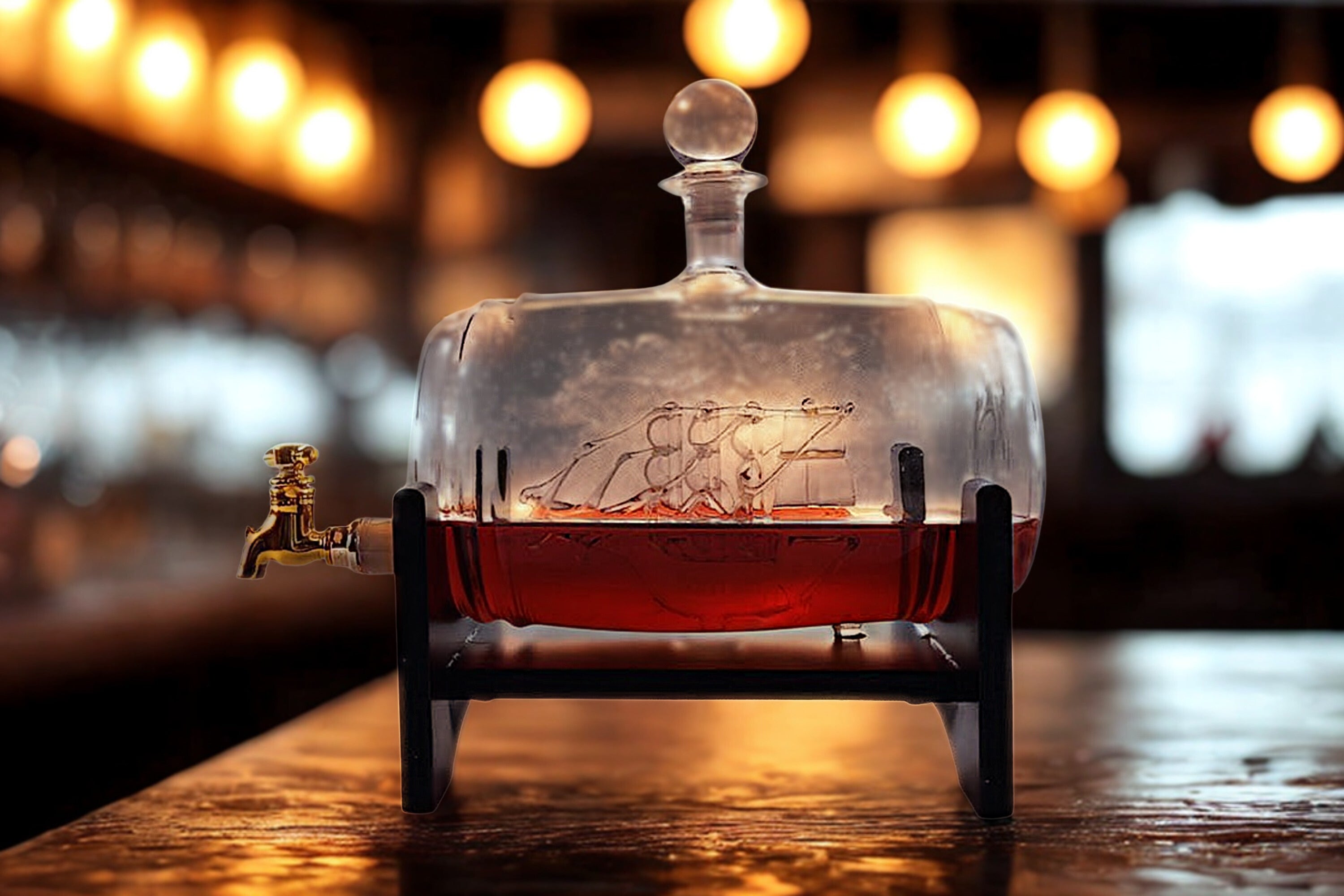 Whiskey Decanter Set - Glass Drink Dispenser for Wine, Alcohol, Scotch, Bourbon and Brandy with 2 Diamond Whiskey Glasses - Ideal Dad Gifts