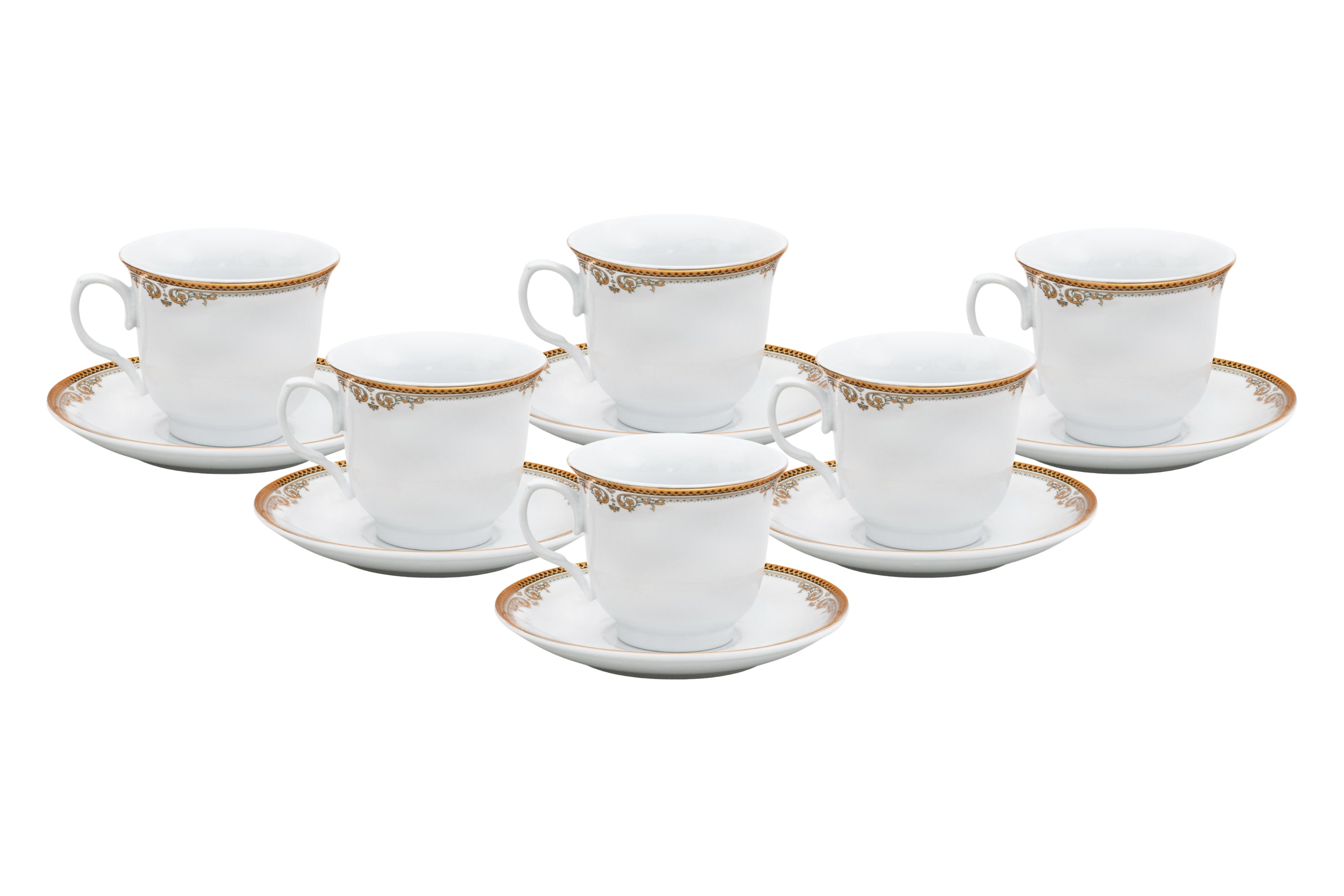 GIFTS PLAZA Porcelain Tea Cup and Saucer Set - 12 Piece Vintage Design - 6.5 oz Cups, 5.5 inch Saucers - Vintage Tea Set For Adults, Elegant Party Tea Cup Set