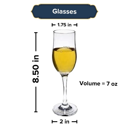 Champagne Flutes – 7 Ounce Clear Stemmed Vintage Crystal Glassware – Perfect Drinking Glasses for Wine, Cocktails, Martini, Margarita, and Bar Set Essentials
