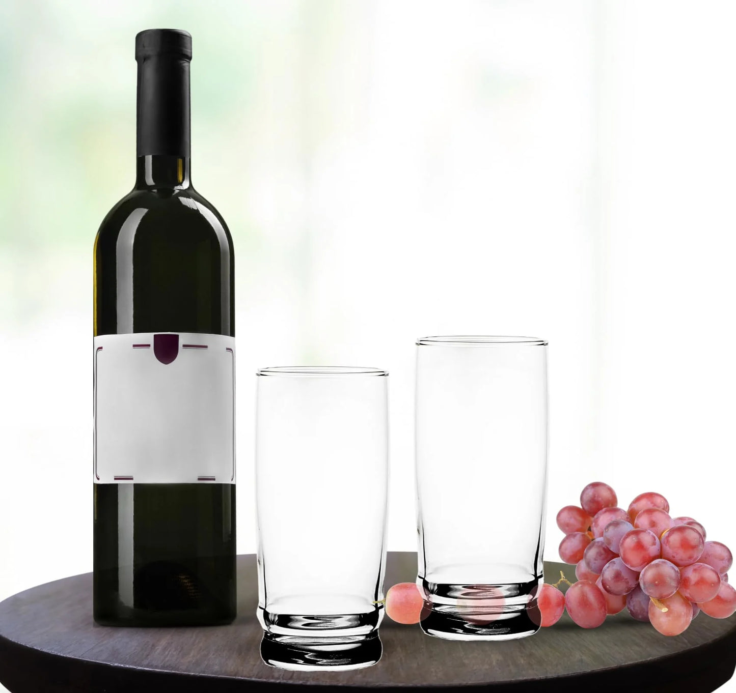 GIFTS PLAZA Drinking Glasses Set - 15.5 Ounce Crystal Clear Glass - Elegant Drinkware for Water, Beer, Juice and Beverages - Dishwasher Safe and Ideal for Everyday Use