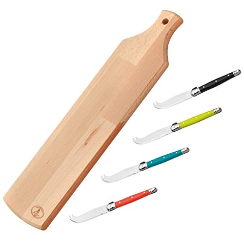 (D) Laguiole French Hand Made 4 Multi-Color Cheese Knives in Box Vintage