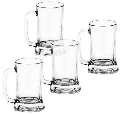 GIFTS PLAZA Beer Mugs Sets - Crystal Clear Drinking Glass, 16 Ounce - Glassware Mugs with Handle for Coffee, Juice, Water and Beverages - Ideal Gift for Him or Her