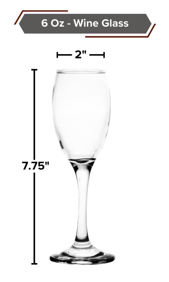 Champagne Glasses - 6 Ounce Crystal Clear Flutes - Elegant and Tall Glassware for Cocktails and Mocktails - Modern Drinking Glass for Home, Bar, and Kitchen