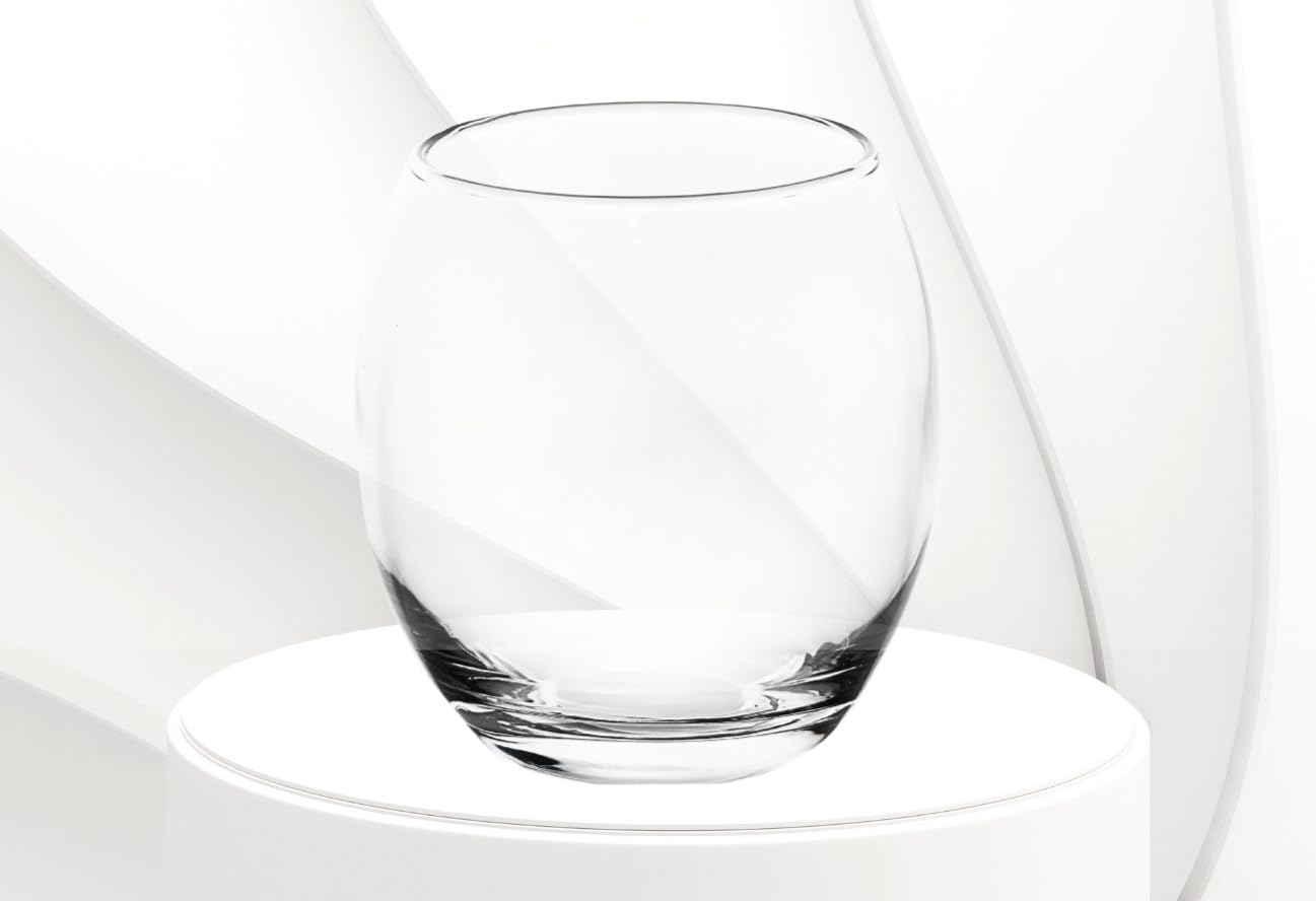 GIFTS PLAZA Elegant Drinking Glasses 12.5 Ounce - Crystal Clear Glassware for Wine, Water, Juice and Beverages - Stemless Glass for Home, Kitchen and Bar