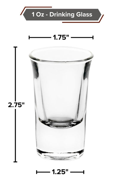 Shot Glass with Heavy Base - Clear Drinking Glasses for Liquors - 1 Ounce, Glass Cups for Whiskey, Vodka and Tequila - Unique Gift for Him