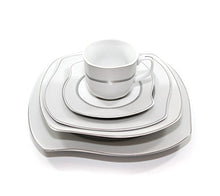 Royalty Porcelain "Giovanni" 5-Piece Square Silver Dinnerware Set, Fine Porcelain, Service for 1
