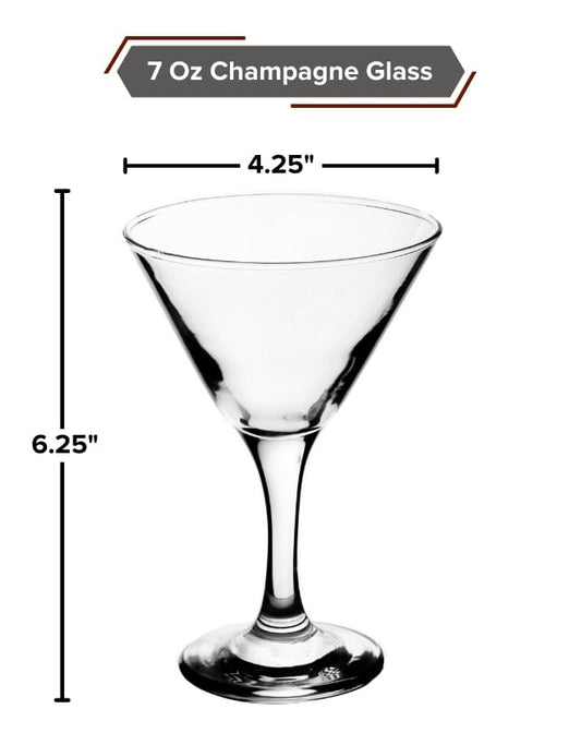 Martini Glasses - 7 Ounce Elegant Stemmed Glasses - Crystal Clear Glassware for Margarita, Mocktail, Vodka, Cocktail - Suitable for a Perfect Bar Setting, Party or as a Gift for Her or Him