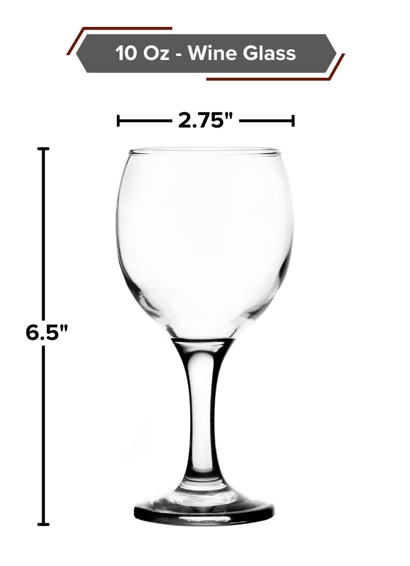 Goblet Glasses - 10 Ounce Clear Glasses with Stem -  Modern Glassware for Cocktails, Martini, Margarita, Champagne and More - Drinking Glass for Home, Kitchen and Bar