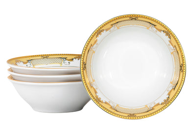 GIFTS PLAZA Porcelain Bowl Set 8 oz - 4 Piece Vintage Rose - Small Bowls for Soup, Cereal, Snacks - Ideal for Wedding Registry and Apartment Essentials - Luxurious and Durable Bowls (Roses Gold CB4)