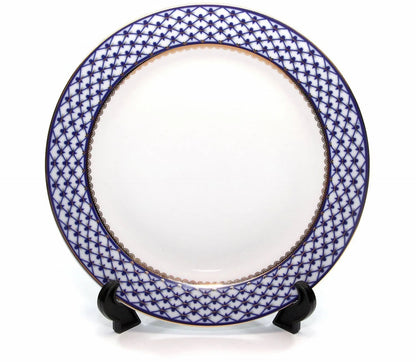 Place Setting 3-pcs, Lomonosov Porcelain, Russian Cobalt Blue Net, 24K Gold