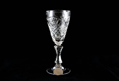 Set of 6  Vintage Cut Tulip Shaped Crystal Glasses on Stem Tequila/Vodka/Liquor 2 oz